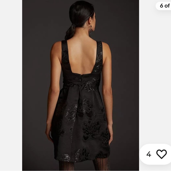 NWT Anthropologie Maeve Jacquard Mini Dress Black size 2 - Picture 2 of 8